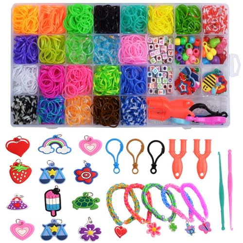 Cndiyald Gummibandarmband -Kit, farbiges Armband -Making -Kit für Kinder, DIY Elastic Charme Making mit Aufbewahrungsbox von Cndiyald