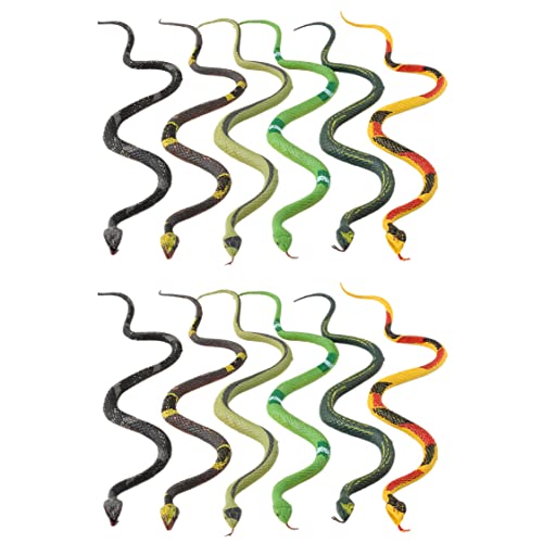 Cndiyald Gummischlange realistische Schlangenspielzeug Regenwald Reptiliengefälschte Schlange für Party Gefällt Mir Garten Requisiten 12 PCs Spielzeugschlange von Cndiyald