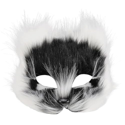 Cndiyald Halloween pelzige Maske Kunstpelz Fuchsmaske atmungsaktive halbe Gesichts -Katzen -Tiermasken mit verstellbarem Riemen für Maskerade Halloween Themenparty, Fox von Cndiyald