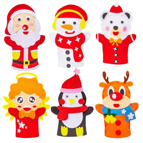 Cndiyald Handpuppen, 6 Stcs Weihnachts-Cartoon-Handpuppen, emotionale Glücksfinger Hände, Nicht gewebte Stoff Weihnachtspuppen, Fingerhände Cndiyald Handpuppen, 6 Stcs Weihnachts-Cartoon-Handpuppen, emotionale Glücksfinger Hände, Nicht gewebte Stoff Weihnachtspuppen, Fingerhände von Cndiyald