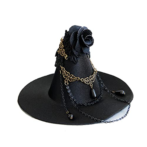 Cndiyald Hexenhut Gothic Cosplay Witch Mini Top Hut Parade Schwarz Stirnband Seitenclip -Kopfbedeckung (schwarz), Mini -Stirnband von Cndiyald