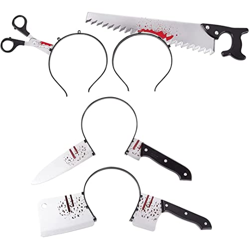 Cndiyald Horror-Stirnbänder, Halloween-Kostümzubehör (Einheitsgröße, 4er Pack), Messer-Stirnband von Cndiyald