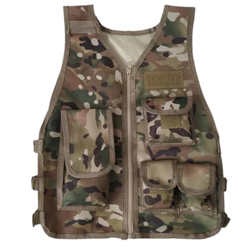 Cndiyald Kids Weste Armee Kostüm - 600D Camo Atmungsfreie Weste mit verstellbaren Panels und Beuteln für das Training, Spiele (groß) von Cndiyald