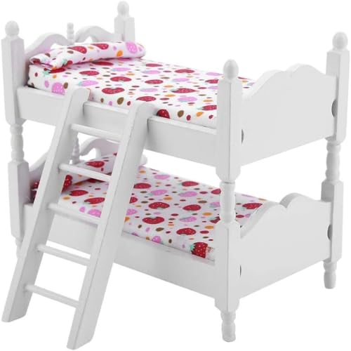 Cndiyald Loftbett, 1:12 Hölzer Dollhouse Möbel Miniatur Mini -Etagenbett für Puppenhaus, Miniaturzubehör für Kinder Schlafzimmer Set Play Toy, Dollhouse Möbel von Cndiyald