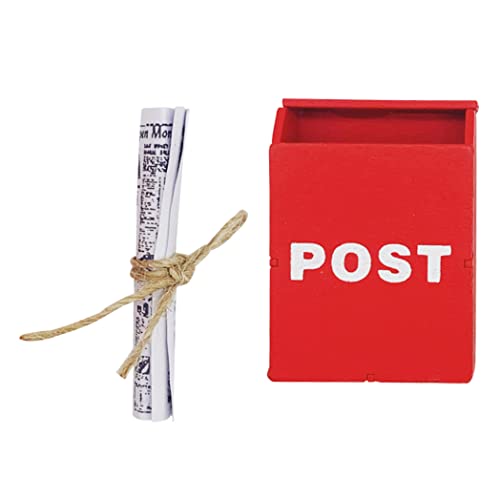 Cndiyald Miniaturholz Postbox Mailbox mit Miniaturzeitungspuppen House Accessoires Dekor von Cndiyald