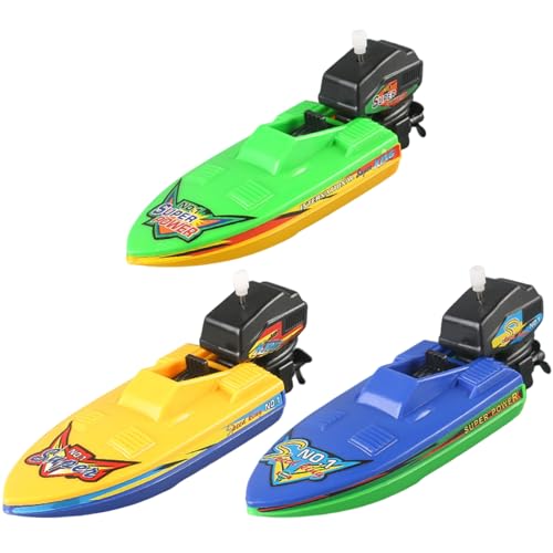 Cndiyald Spielzeugboot, 3pcs Plastik schwimmendes Auflauf-Motorboot Badespielzeug für Wasserspiel, sicheres und unterhaltsames Windup Badeboot für Kinder 3+ Cndiyald Spielzeugboot, 3pcs Plastik schwimmendes Auflauf-Motorboot Badespielzeug für Wasserspiel, sicheres und unterhaltsames Windup Badeboot für Kinder 3+ von Cndiyald