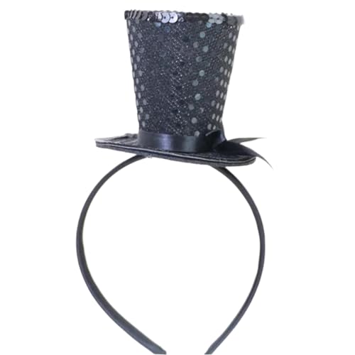 Cndiyald Top -Hut, Schwarze Pailletten Top -Hüte am Stirnband, Top -Hüte mit Bogen für Karneval, Themenparty, Abschlussball, Mini Top Hut Cndiyald Top -Hut, Schwarze Pailletten Top -Hüte am Stirnband, Top -Hüte mit Bogen für Karneval, Themenparty, Abschlussball, Mini Top Hut von Cndiyald