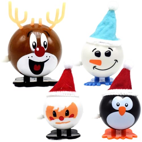 Cndiyald Wind -up Toys Novelty Clockwork Elch Snowman Penguin Weihnachtsspielzeug 2, 6 Zoll Weihnachten auf Kids 4pcs von Cndiyald