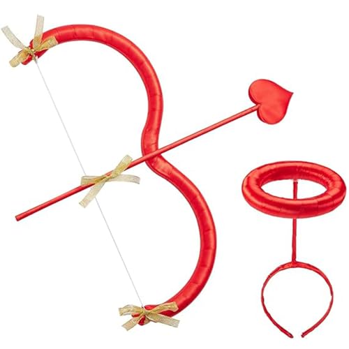 Cupid Bow und Pfeilset One Size Red Arrows Valentinstag Cupid Kostüm Zubehör von Cndiyald