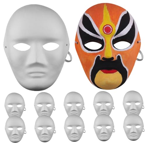 DIY Full Face Masken, leere weiße Papiermaske, 12pcs DIY -Handwerksmaske, 7x9 -Malpapier mit Gummiband für Cosplay, Halloween von Cndiyald