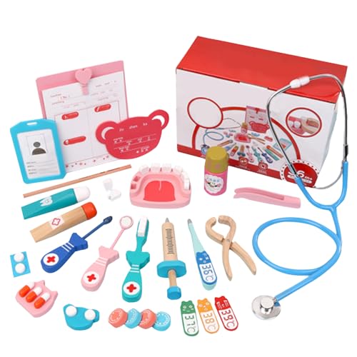 Doctor Kit für Kinder 3+ Holz, so tun, als Doktor Kit Bildungskinder Ärzte Spielen tragbare Kleinkind Doktor -Spiel Set Medical Kits von Cndiyald