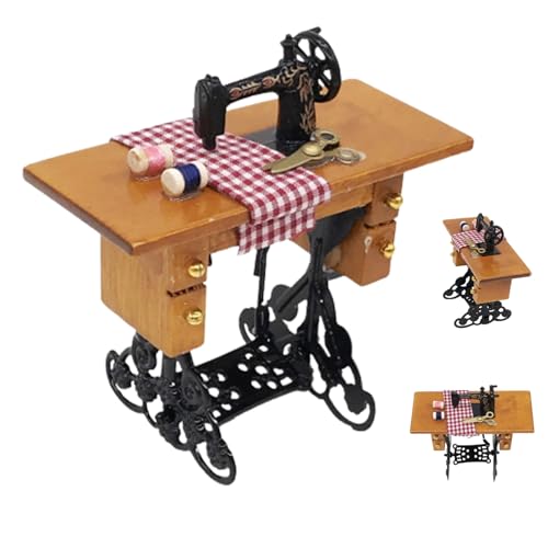 Dollhouse Nähmaschine 1:12 Miniatursimulationsmodell Klassische dekorative DIY Dollhouse Möbelfotografie Requisite, Miniaturnähmaschine von Cndiyald