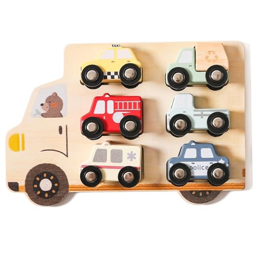 Formpuzzle, Holzautos Form Sortierer, frühes Erziehungskindrätsel für Jungen Mädchengeschenke, Sortierer von Cndiyald
