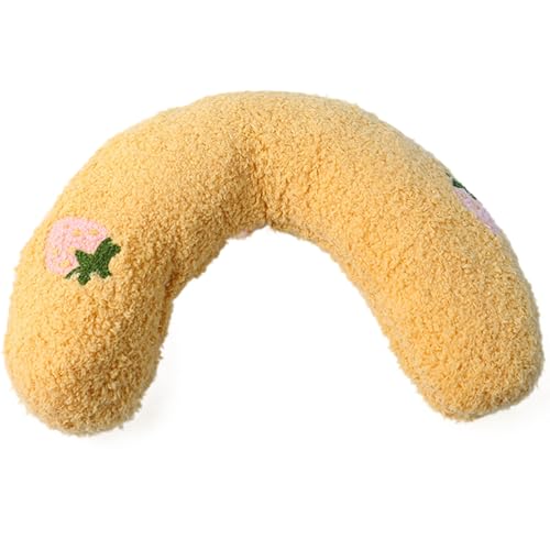 Haustierkissen, weiche Flauschige halbe Donut-U-förmige Katzenkissen, waschbares kleines Hundkissenpad mit süßem Stickmuster zum Schlafen, Gelb, Hundehals Haustierkissen, weiche Flauschige halbe Donut-U-förmige Katzenkissen, waschbares kleines Hundkissenpad mit süßem Stickmuster zum Schlafen, Gelb, Hundehals von Cndiyald