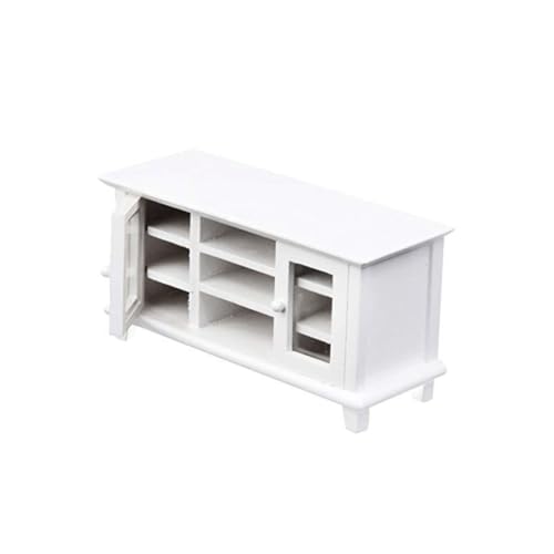 Miniatur -TV -Schrank Plastik Dollhouse TV -Ständer DIY Doll House Möbel Spielzeug Weiß, Puppenhausstand von Cndiyald
