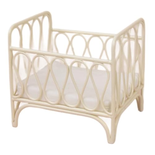 Puppenhausbett, 1/12 Maßstab Metal Doll House Bett, Miniaturbetten für Dollhouse, Miniaturbabykrippe Cradles für Puppenhausbett, 1/12 Maßstab Metal Doll House Bett, Miniaturbetten für Dollhouse, Miniaturbabykrippe Cradles für von Cndiyald