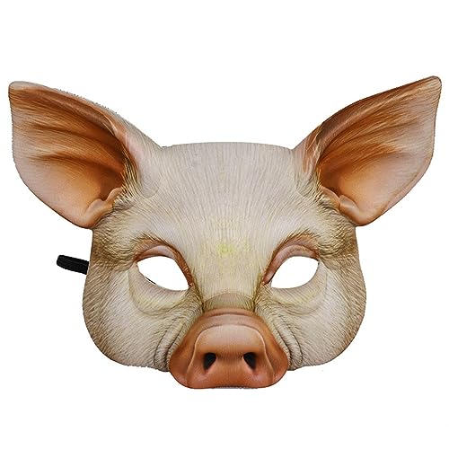 Unisex Halloween Maske Neuheit Halbgesicht Schwein Maske kreative Eva Animal Mask Party Maske für Halloween Carnival Masquerade Black False-Face von Cndiyald