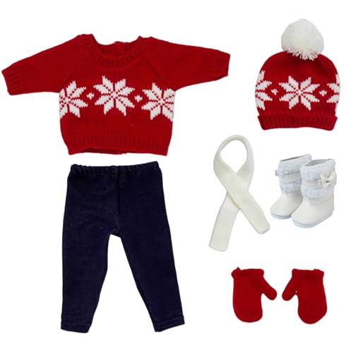 Weihnachten 18 -Zoll -Puppenkleidung und Accessoires beinhaltet Pullover -Hosen Hats Handschuhe Schuhe und Schals für 18 Zoll Puppenmädchen -Outfit für Mädchen Rote Pullover, von Cndiyald