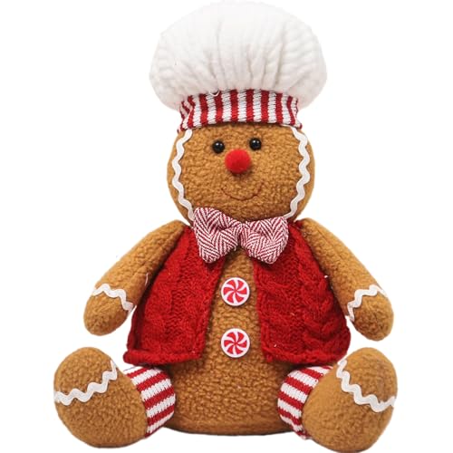 Weihnachtsgingerbread -Mann Plüsch mit Hut - süßes Lebkuchen -Stofftier für Urlaub, Weihnachtsdekorationen und Urlaubsgeschenke (Junge), gefülltes Tier von Cndiyald