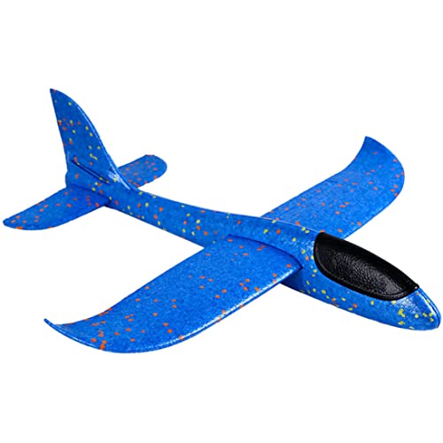 Wurfschaum Flugzeugblau, 2 Flugmodus Handstart Glider Flugzeugträgung Flugzeuge (Big 19 Zoll) Blau Kinder Ourdoor Sport Toy Toy Geschenkblase Bubble Game von Cndiyald