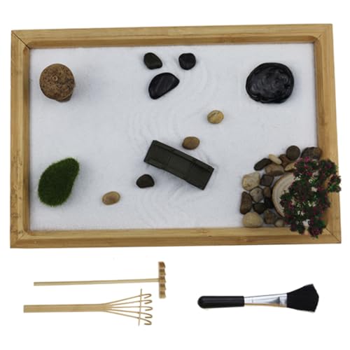 Zen Garden Kit Mini Zen Garden Sand Box Tabletop Wohnkultur für Heimbürodekoration, Sandbox von Cndiyald