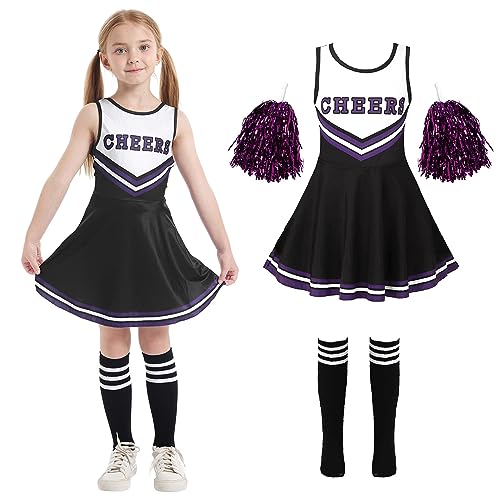 Cheerleader Kostüm Kinder Cheerleading Uniform Kleid Cheerleadering Outfit Mädchen mit Pompoms Socken Halloween Weihnachten Karneval Prinzessin Geburtstag Party Verkleidung Kinder,Black 121 Cheerleader Kostüm Kinder Cheerleading Uniform Kleid Cheerleadering Outfit Mädchen mit Pompoms Socken Halloween Weihnachten Karneval Prinzessin Geburtstag Party Verkleidung Kinder,Black 121 von Cnexmin