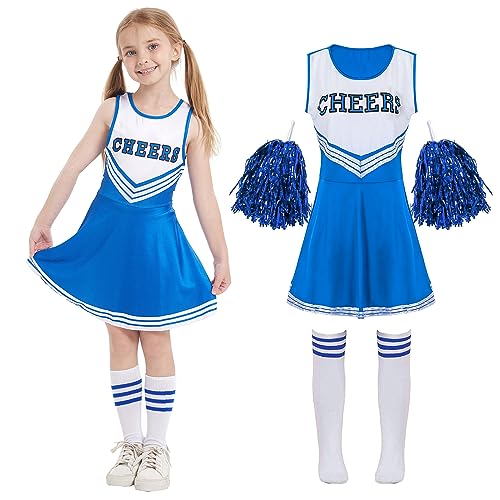 Cheerleader Kostüm Kinder Cheerleading Uniform Kleid Cheerleadering Outfit Mädchen mit Pompoms Socken Halloween Weihnachten Karneval Prinzessin Geburtstag Party Verkleidung Kinder,Blue 110 Cheerleader Kostüm Kinder Cheerleading Uniform Kleid Cheerleadering Outfit Mädchen mit Pompoms Socken Halloween Weihnachten Karneval Prinzessin Geburtstag Party Verkleidung Kinder,Blue 110 von Cnexmin
