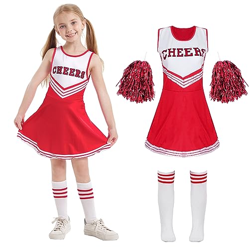 Cheerleader Kostüm Kinder Cheerleading Uniform Kleid Cheerleadering Outfit Mädchen mit Pompoms Socken Halloween Weihnachten Karneval Prinzessin Geburtstag Party Verkleidung Kinder,Red 110 Cheerleader Kostüm Kinder Cheerleading Uniform Kleid Cheerleadering Outfit Mädchen mit Pompoms Socken Halloween Weihnachten Karneval Prinzessin Geburtstag Party Verkleidung Kinder,Red 110 von Cnexmin