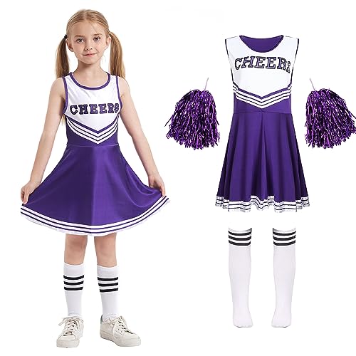 Cheerleader Kostüm Kinder Cheerleading Uniform Kleid Cheerleadering Outfit Mädchen mit Pompoms Socken Halloween Weihnachten Karneval Prinzessin Geburtstag Party Verkleidung Kinder,purple 110 Cheerleader Kostüm Kinder Cheerleading Uniform Kleid Cheerleadering Outfit Mädchen mit Pompoms Socken Halloween Weihnachten Karneval Prinzessin Geburtstag Party Verkleidung Kinder,purple 110 von Cnexmin