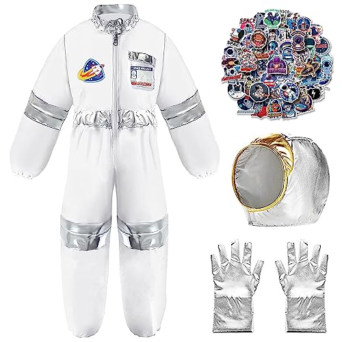 Cnexmin Astronautenkostüm für Kinder, Jungen, Mädchen, mit Helm, Handschuhen, 50 Aufklebern, Polyester, Unisex, Karneval, Halloween, Weiß, Größe M Cnexmin Astronautenkostüm für Kinder, Jungen, Mädchen, mit Helm, Handschuhen, 50 Aufklebern, Polyester, Unisex, Karneval, Halloween, Weiß, Größe M von Cnexmin