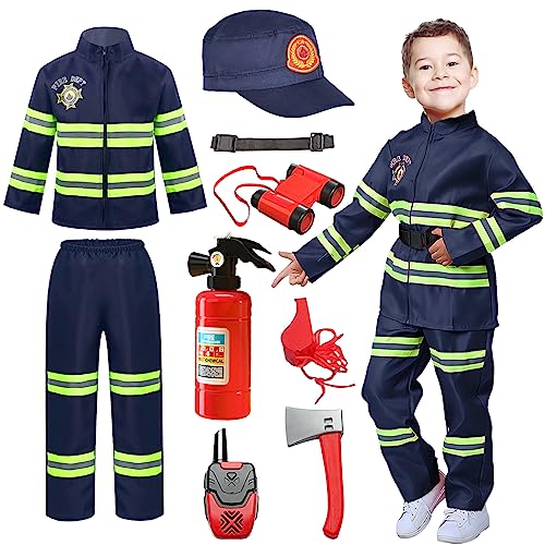 Cnexmin Feuerwehrmann-Kostüm für Kinder, Feuerwehrmann, Spielzeug, für Halloween, Karneval, Kinder, Rollenspiel, Geschenk, 7 – 8 Jahre, Blau, 140 cm Cnexmin Feuerwehrmann-Kostüm für Kinder, Feuerwehrmann, Spielzeug, für Halloween, Karneval, Kinder, Rollenspiel, Geschenk, 7 – 8 Jahre, Blau, 140 cm von Cnexmin
