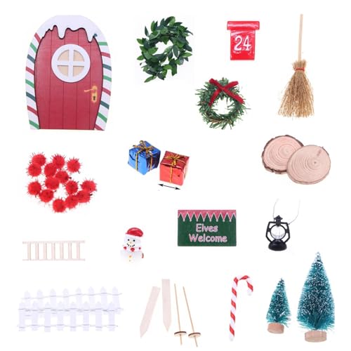 1Box Weihnachtswichtel Szene Set Sichere Materialien Interaktive Puppenhäuser Zubehör Ferienhäuser Dekoration Zwerge Set Weihnachtsszene Modell von Cnrfeoap