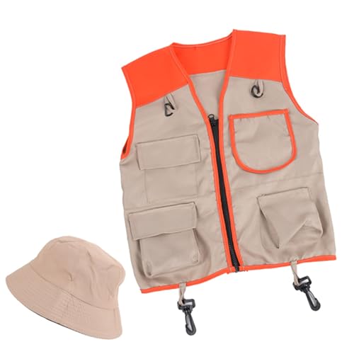 Cnrfeoap Kinder Outdoor Explorers Kits Kids Adventure Kits Explorers Kostümweste Und Hat Set Halloween Cosplay Kostümzubehör von Cnrfeoap