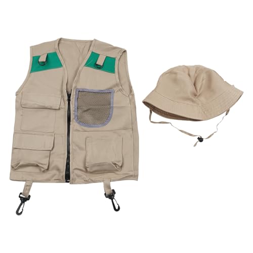 Cnrfeoap Kinder Outdoor Explorers Kits Kids Adventure Kits Explorers Kostümweste Und Hat Set Halloween Cosplay Kostümzubehör von Cnrfeoap