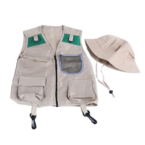 Cnrfeoap Kinder Outdoor Explorers Kits Kids Adventure Kits Explorers Kostümweste Und Hat Set Halloween Cosplay Kostümzubehör von Cnrfeoap