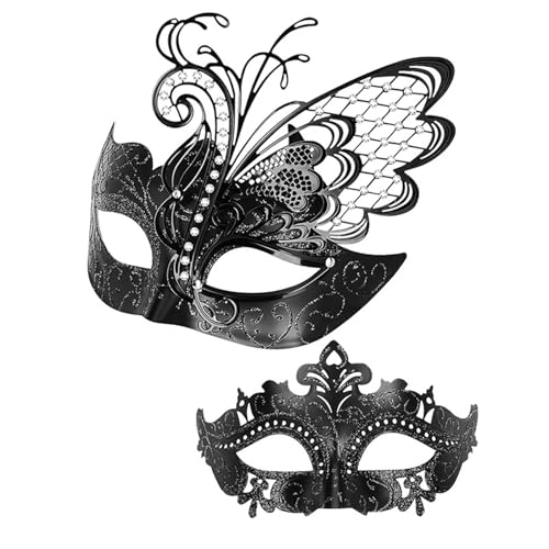 Cnrfeoap Maskenmasken-Set für Damen und Herren, Halloween, Schmetterling-Augenmaske, halbes Gesicht, Maskerade, Augenmaske, 2 Stück Cnrfeoap Maskenmasken-Set für Damen und Herren, Halloween, Schmetterling-Augenmaske, halbes Gesicht, Maskerade, Augenmaske, 2 Stück von Cnrfeoap