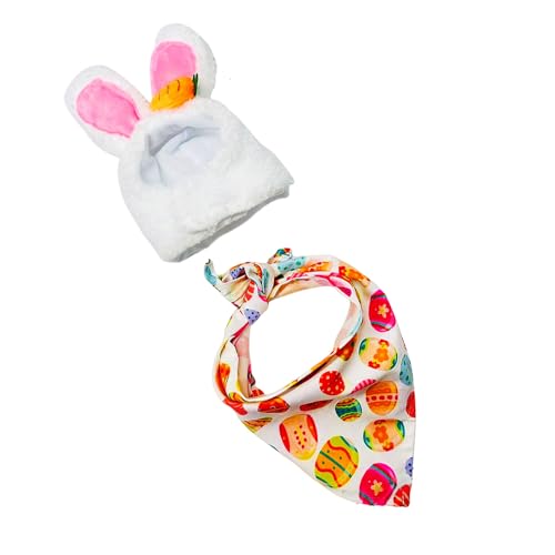 Cnrfeoap Schöne Kaninchen Ohrhut Und Schal Set Für Gartengäste Statuen Tragbare Osterdekoration Accessoire Rasenkaninchen Ohrhut von Cnrfeoap