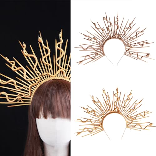 Cnrfeoap Sonnengott-Kronen-Stirnband für Damen, Gorgonschlange, Cosplay-Requisiten, barocke Schlangen-Tiaras, Haarband für Halloween, Verkleiden Cnrfeoap Sonnengott-Kronen-Stirnband für Damen, Gorgonschlange, Cosplay-Requisiten, barocke Schlangen-Tiaras, Haarband für Halloween, Verkleiden von Cnrfeoap