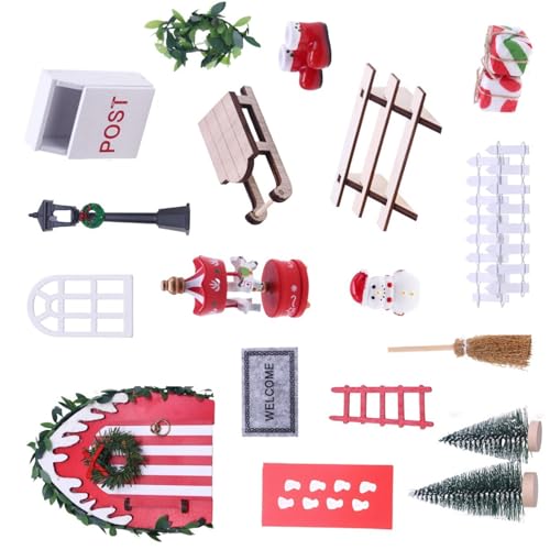 Festliche Miniatur Tür Ornament Einfache Montage Puppenhäuser Zubehör Ferienhäuser Dekoration für Tischregal Schnelle Montage Urlaub Display von Cnrfeoap