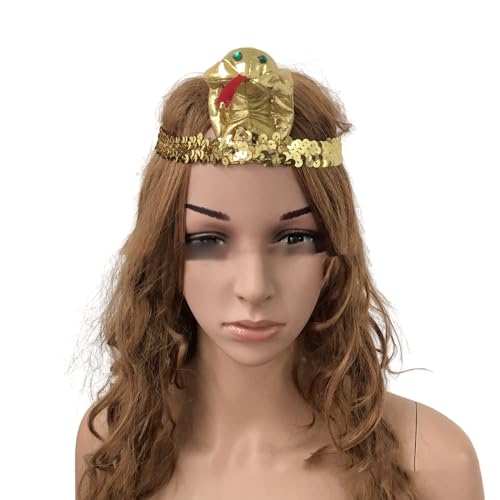Goldener cooler Cosplay-Kopfschmuck mit Pailletten, Kopfbedeckung für Mädchen, Halloween, Haarreif, Cosplay, ägyptische Schlange, Haarreifen Goldener cooler Cosplay-Kopfschmuck mit Pailletten, Kopfbedeckung für Mädchen, Halloween, Haarreif, Cosplay, ägyptische Schlange, Haarreifen von Cnrfeoap