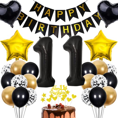 Cnrose 11. Geburtstag Deko Set für Jungen und Mädchen - Rosegold Tortendeko, Ballons und Geschenk - 11 Jahre Feier von Cnrose