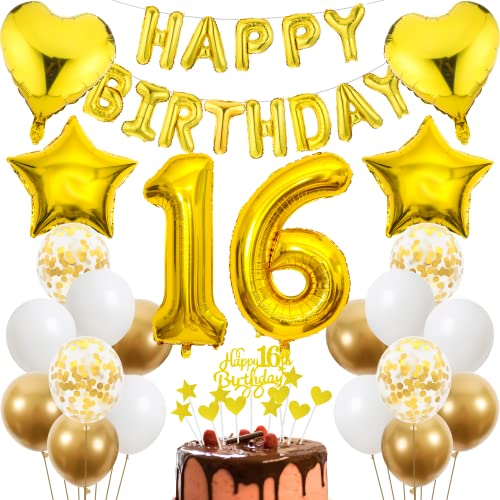Cnrose 16. Geburtstag Dekoration,Golden Tortendeko Geburtstag 16 Jahre Junge,Party Deko Gold,16 Geburtstag Junge Mädchen,Tortendeko 16. Geburtstag Junge Mädchen,Geburtstagsdeko 16 Jahre Mädchen Cnrose 16. Geburtstag Dekoration,Golden Tortendeko Geburtstag 16 Jahre Junge,Party Deko Gold,16 Geburtstag Junge Mädchen,Tortendeko 16. Geburtstag Junge Mädchen,Geburtstagsdeko 16 Jahre Mädchen von Cnrose
