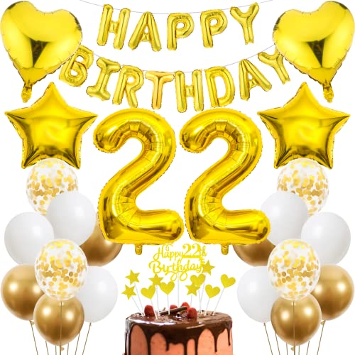 Cnrose 22. Geburtstag Dekoration,Golden Tortendeko Geburtstag 22 Jahre Mann,Party Deko Gold,22 Geburtstag Männer Frau,Tortendeko 22. Geburtstag Mann Frauen,Geburtstagsdeko 22 Jahre Frauen Cnrose 22. Geburtstag Dekoration,Golden Tortendeko Geburtstag 22 Jahre Mann,Party Deko Gold,22 Geburtstag Männer Frau,Tortendeko 22. Geburtstag Mann Frauen,Geburtstagsdeko 22 Jahre Frauen von Cnrose