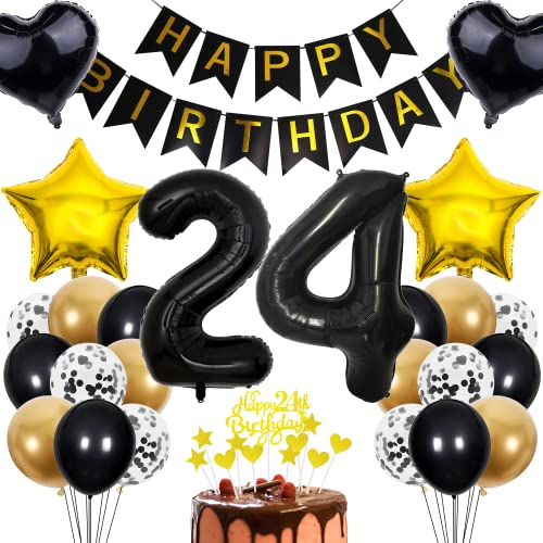 Cnrose 24. Geburtstag Deko Set - Tortendeko für Junge und Mädchen - Rosegold Ballons und Geschenk - 24 Jahre Feier Cnrose 24. Geburtstag Deko Set - Tortendeko für Junge und Mädchen - Rosegold Ballons und Geschenk - 24 Jahre Feier von Cnrose