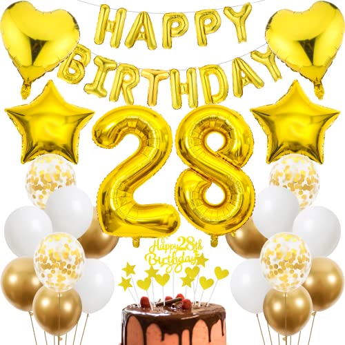 Cnrose 28. Geburtstag Dekoration,Golden Tortendeko Geburtstag 28 Jahre Mann,Party Deko Gold,28 Geburtstag Männer Frau,Tortendeko 28. Geburtstag Mann Frauen,Geburtstagsdeko 28 Jahre Frauen Cnrose 28. Geburtstag Dekoration,Golden Tortendeko Geburtstag 28 Jahre Mann,Party Deko Gold,28 Geburtstag Männer Frau,Tortendeko 28. Geburtstag Mann Frauen,Geburtstagsdeko 28 Jahre Frauen von Cnrose