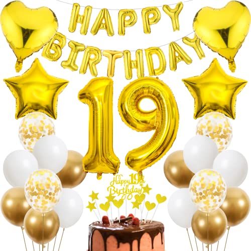 Cnrose 19. Geburtstag Dekoration,Golden Tortendeko Geburtstag 19 Jahre Junge,Party Deko Gold,19 Geburtstag Junge Mädchen,Tortendeko 19. Geburtstag Junge Mädchen,Geburtstagsdeko 19 Jahre Mädchen Cnrose 19. Geburtstag Dekoration,Golden Tortendeko Geburtstag 19 Jahre Junge,Party Deko Gold,19 Geburtstag Junge Mädchen,Tortendeko 19. Geburtstag Junge Mädchen,Geburtstagsdeko 19 Jahre Mädchen von Cnrose