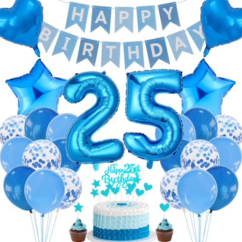 Cnrose 25. Geburtstag Dekoration,Blau Tortendeko Geburtstag 25 Jahre Mann,Party Deko Blau,25 Geburtstag Frau Männer,Tortendeko 25. Geburtstag Mann Frauen,Geburtstagsdeko 25 Jahre Frau Cnrose 25. Geburtstag Dekoration,Blau Tortendeko Geburtstag 25 Jahre Mann,Party Deko Blau,25 Geburtstag Frau Männer,Tortendeko 25. Geburtstag Mann Frauen,Geburtstagsdeko 25 Jahre Frau von Cnrose
