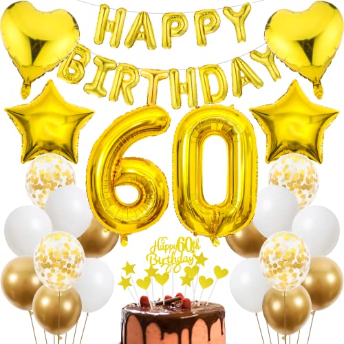 Cnrose 60. Geburtstag Dekoration,Golden Tortendeko Geburtstag 60 Jahre Mann,Party Deko Gold,60 Geburtstag Männer Frau,Tortendeko 60. Geburtstag Mann Frauen,Geburtstagsdeko 60 Jahre Frauen Cnrose 60. Geburtstag Dekoration,Golden Tortendeko Geburtstag 60 Jahre Mann,Party Deko Gold,60 Geburtstag Männer Frau,Tortendeko 60. Geburtstag Mann Frauen,Geburtstagsdeko 60 Jahre Frauen von Cnrose
