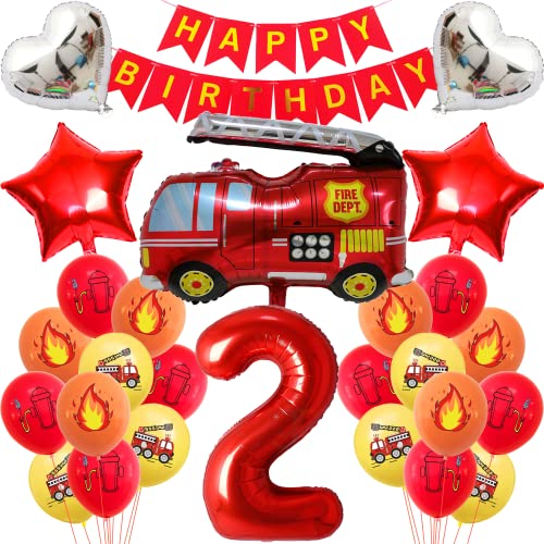 Feuerwehr Geburtstag Deko 2 Jahre Junge - Kindergeburtstag Feuerwehrauto Ballons Set - 2. Geburtstag Dekoration Feuerwehr Geburtstag Deko 2 Jahre Junge - Kindergeburtstag Feuerwehrauto Ballons Set - 2. Geburtstag Dekoration von Cnrose