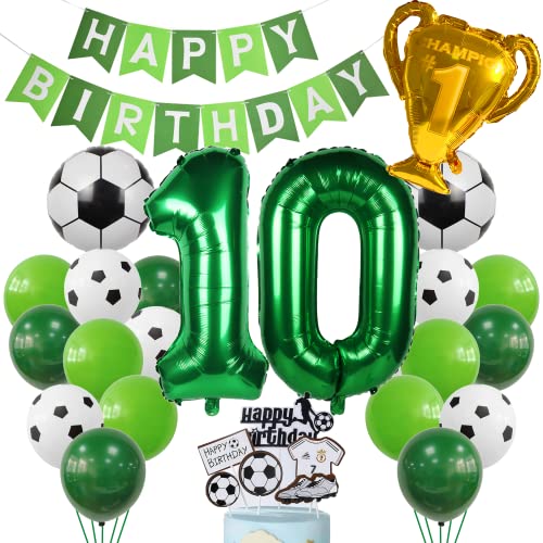 Cnrose Fussball Luftballon 10. Geburtstag Grün Helium Ballon 10 Geburtstag Junge Cake Topper Fußball Geburtstagsdeko 10 Jahr Kindergeburtstag Party Deko 10. Geburtstagsdeko Fußball Kuchendeko Fussball von Cnrose